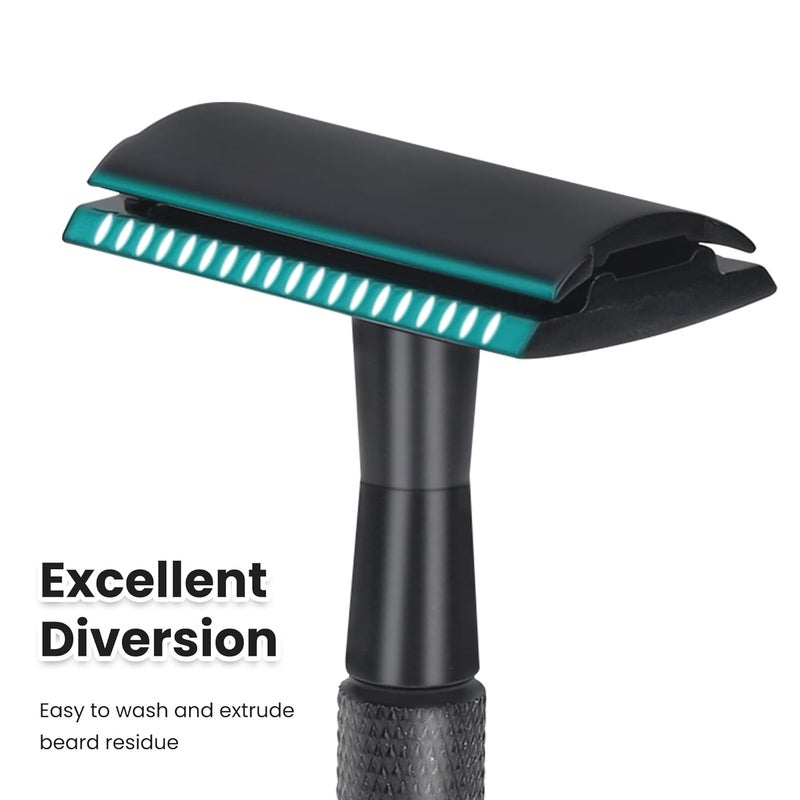 Keropy Eco-Friendly Safety Razor With 10 Premium Stainless Steel Blade Safety Razors For Men Shaving Razor, Smooth Wet Shave Experience, Gun Black - Image 4